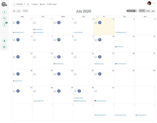 Content Cory Calendar
